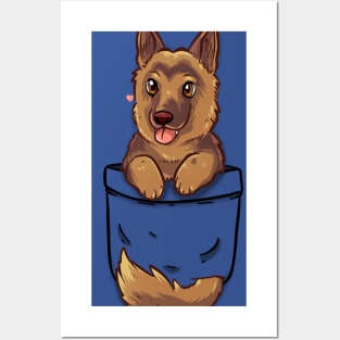 Pocket Cute German Shepherd Alsatian Dog Posters and Art